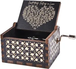 Can't Help Falling in Love Wood Music Box, Antique Engraved Musical Boxes Case for Love One Wooden Music Box - Gifts for Lover, Boyfriend, Girlfriend