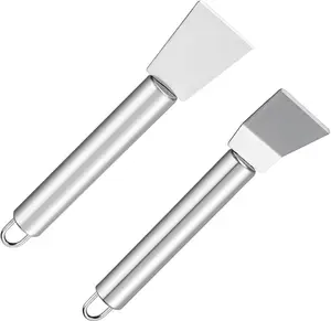2 count Stainless Steel Scrapers  Multifunctional Scraper Cleaning Tool for Cookware, Stovetop, Adhesive, Oven Racks, Grout, Grill & Glass, Durable Scraper for Kitchen & , Fridge Cleaning