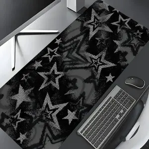Grunge Star Pattern Extended Mouse Pad | Punk Rock Star Desk Mat | Oversized Non-Slip for Gamers & Emo Fans | Edgy Grunge Aesthetic | Perfect for Gaming Setup #GrungeStars #PunkRockPattern #EdgyGaming #EmoAesthetic #GamingAccessory