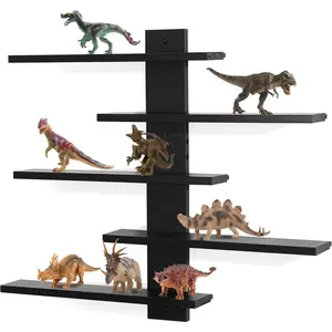 Floating Shelf for Wall,for Tonie Shelf,Small Wood Display Shelves Rack for Collectibles-Figures,Shot Glasses,Mini Decor,for Toy(Black)