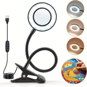 LED Desk Lamp with a Magnifying Glass, 5X Magnification, 10 Brightness Levels, 3 Adjustable Modes, USB Powered, Suitable for Reading, Working, And Projects - Designed for Eye Protection at Home, USB Lamp, Lighting Modes Adjustable