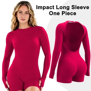 GYMER Impact Long Sleeve One Piece Jumpsuit Fitness Gym Bralette Soft Workout Activewear