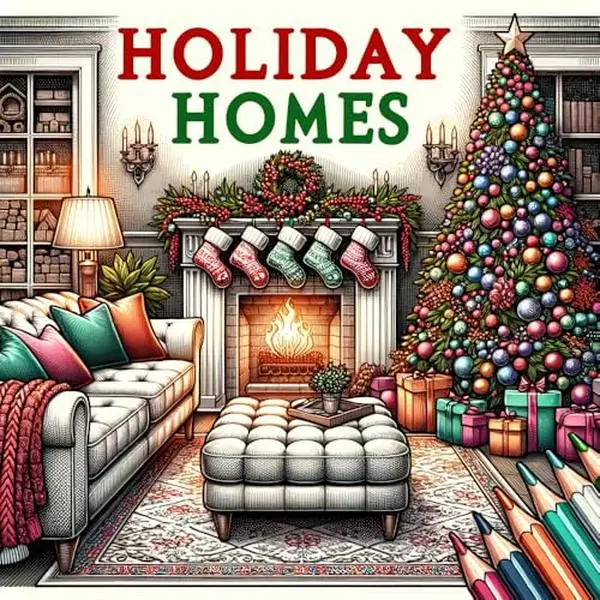 Holiday Homes Adult Coloring Book: Festive Cozy Houses for Yuletide and Winter Holidays