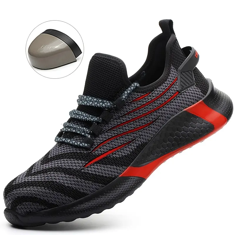 1 Pair of Women'S Casual Steel Toe Work Shoes, Breathable Fabric Upper, Puncture Resistant, All-Season EVA Sole, Comfort Insole - Solid Color Safety Footwear for Construction & Industrial Use