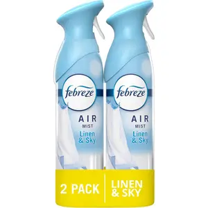 Febreze Air Mist Air Freshener Spray, Odor-Fighting Room Spray, Air Fresheners for Home and Bathroom and Kitchen, Aerosol Can, Linen & Sky Scent, 8.8oz (Pack of 2)