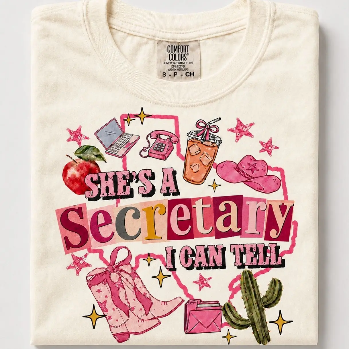 Comfort Colors She's a Secretary I Can Tell T-Shirt, Teacher Paraprofessional Counselor Secretary Shirt, Back to School Teacher Tee, School Staff Comfort Colors Tee Unisex Womenswear Graphic Tops H22