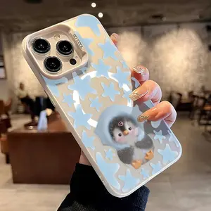 Magnetic Phone Case for iPhone 15 Plus 16 Pro Max 14 13 12 11 Blue star Penguin Baby Pattern Anti-Scratch Military-Grade Drop Protection Slim Cover