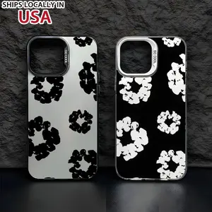 Black Flower Luxury D-Denims T-Tears Phone Case For iPhone 16 15 14 13 12 11 mini Pro Max X XR 8 Plus Anti Fall Matte Back Cover