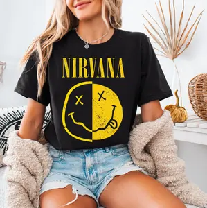 Old Navy Nirvana T-Shirt, gift for women, Nirvana Smile Face Sweatshirt, Preppy Sweatshirt, 90's sweatshirt, Sweater, Sweatshirt, Hoodie