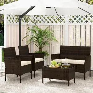 COSTWAY Outdoor Patio Rattan Furniture, 2/3/4 Pieces Sofa Set with Cushions & Coffee Table, Modern Patented Wicker Loveseat-Deals for You Days COSTWAY Outdoor Patio Rattan Furniture, 2/3/4 Pieces Sofa Set with Cushions & Coffee Table, Modern Patented Wicker Loveseat-Deals for You Days