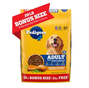 Pedigree Complete Nutrition Adult Dry Dog Food, Roasted Chicken & Vegetable Flavor, BONUS SIZE 20 lb. Bag