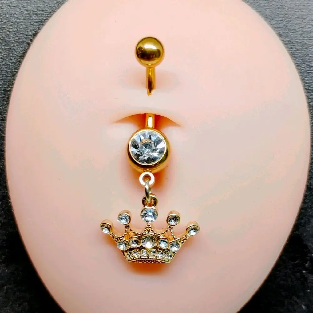 Gold Crown Belly Piercing