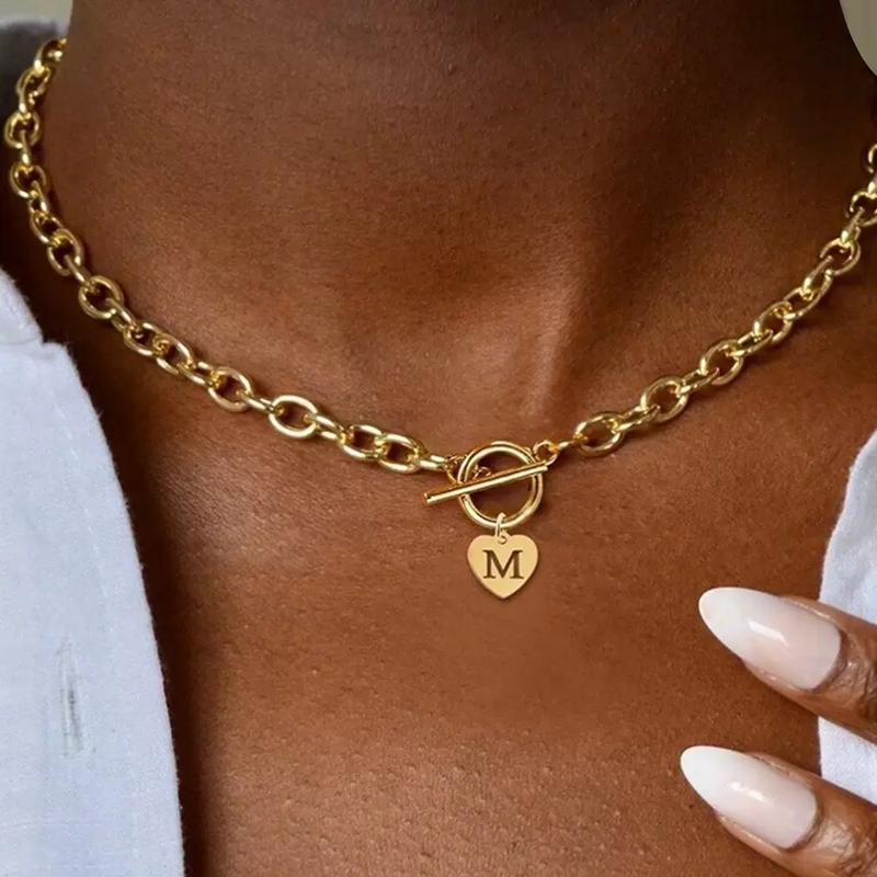 SHOW CRAFT Initials necklace 26 English letters pendant necklace simple OT buckle non-fading love letter necklace