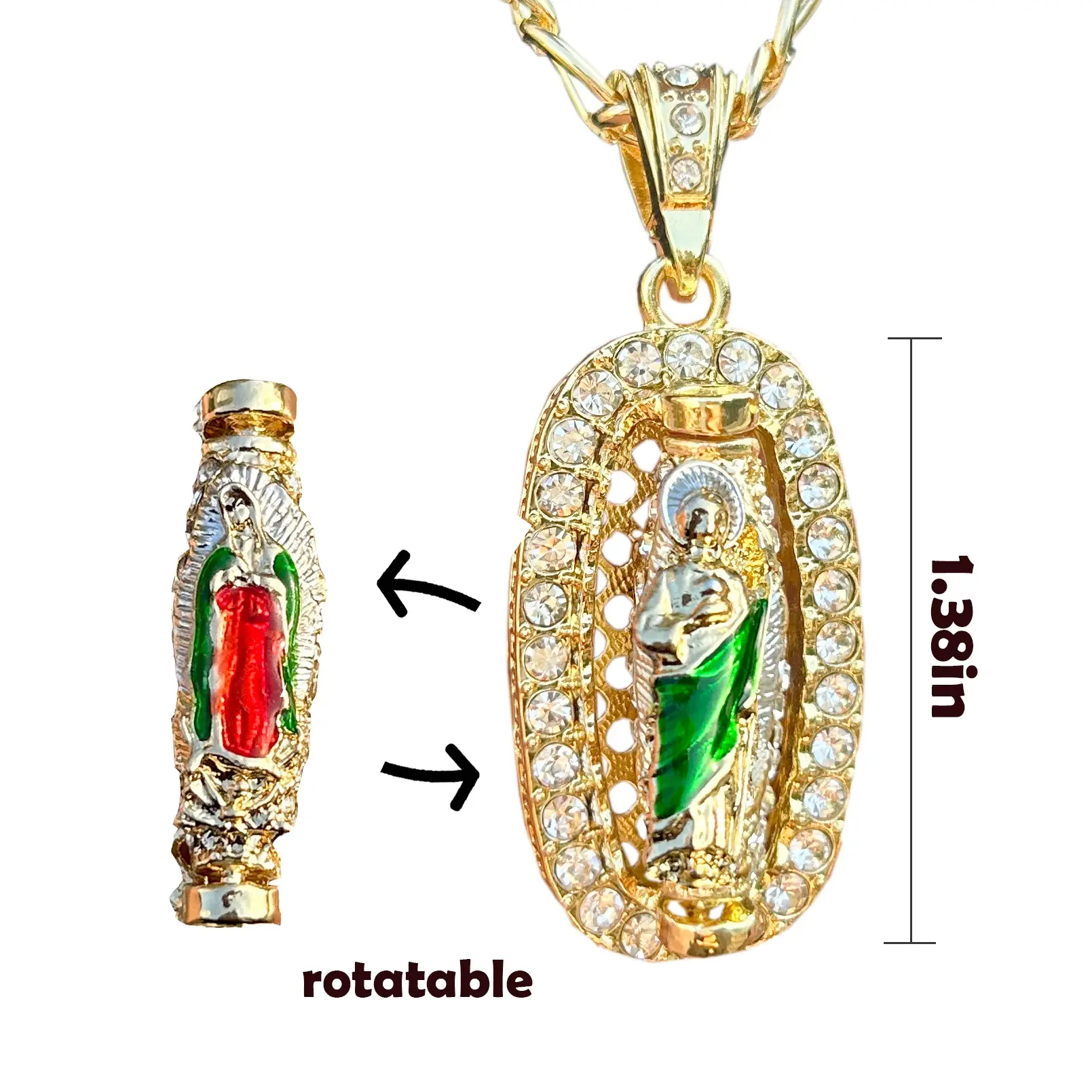 Revolving Necklace San judas tadeo chain Jesus Necklace Virgin Mary Necklace builder necklace Revolving Necklace Jewelry Charms cuban link chain namenecklace