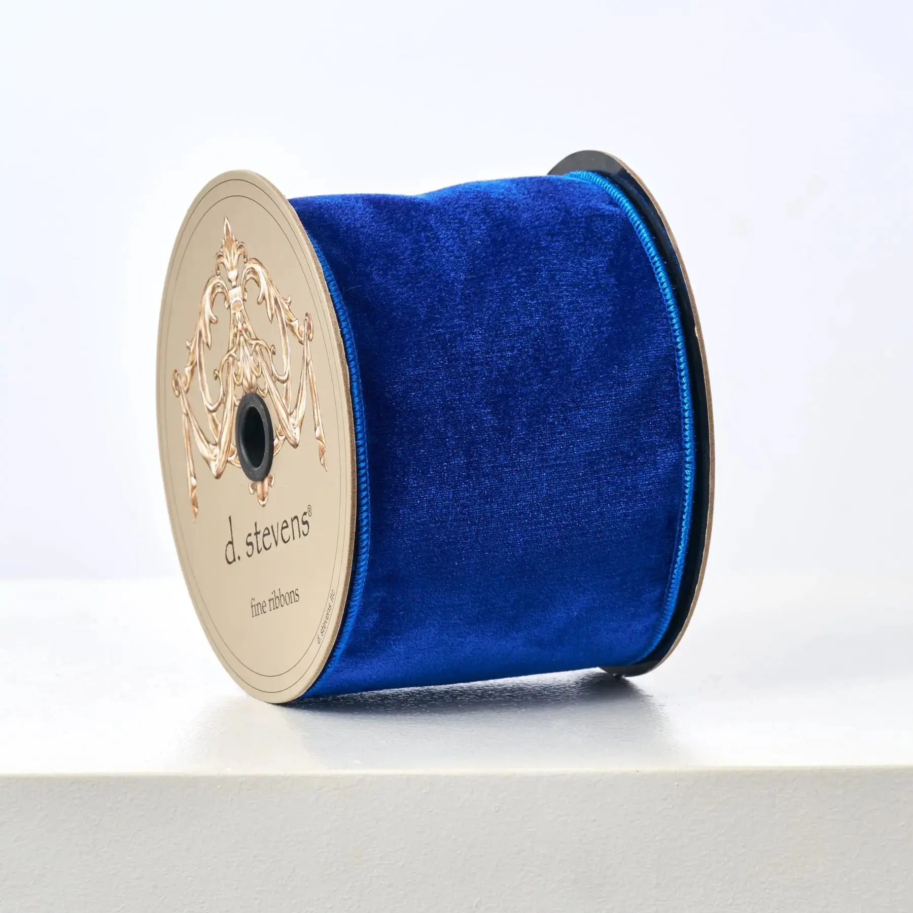 D. Stevens Navy Blue Velvet Wire Lined Ribbon - 10 Yard Spool