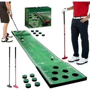 Golf Pong Game Set - Golf Putting Green Mat with 2 Putters, 2 Balls, 12 Hole Covers, Training Mat for Indoor & Outdoor Party Game, Great Gifts for Men