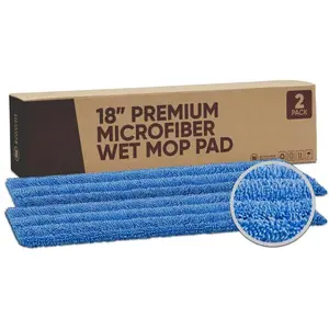 18" Premium Thick Microfiber Wet Mop Pads – Super Absorbent Washable Refills & Replacement Heads Compatible with Any 18" Flat Mop | Hardwood, Tile, Vinyl & Laminate (2 Pack)