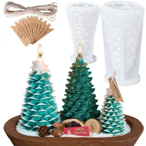 Large Christmas Candle Molds Set, Silicone Tree Shape Mold for DIY Handmade Soap Candles, 6 Inch Resin Casting Mold Home Decor Accessories