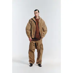 Unbutton Track Pant in Khaki Nylon