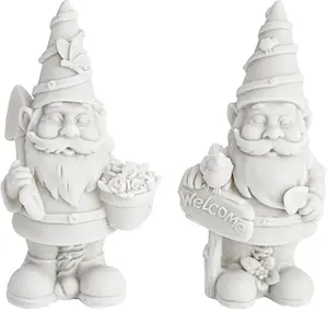 2 Pack Ceramics to Paint - Paint Your Own Garden Gnome Statues, Blank Paintable Ceramics for Adults (5 in) - Pottery Painting Kit for Adults - Paintable Figurines