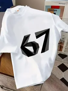 Boys' Casual Summer Short Sleeve T-Shirt, Number Pattern Design, Loose-Fitting Tee for Outdoor Wear, Cartoon Animal Style