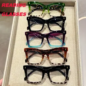 5 pairs of vintage large-frame reading glasses, personalized butterfly colorful cool reading glasses, metal hinge, rice stud accessories, Leopard Pattern Eyeglasses, Stylish Square Frames
