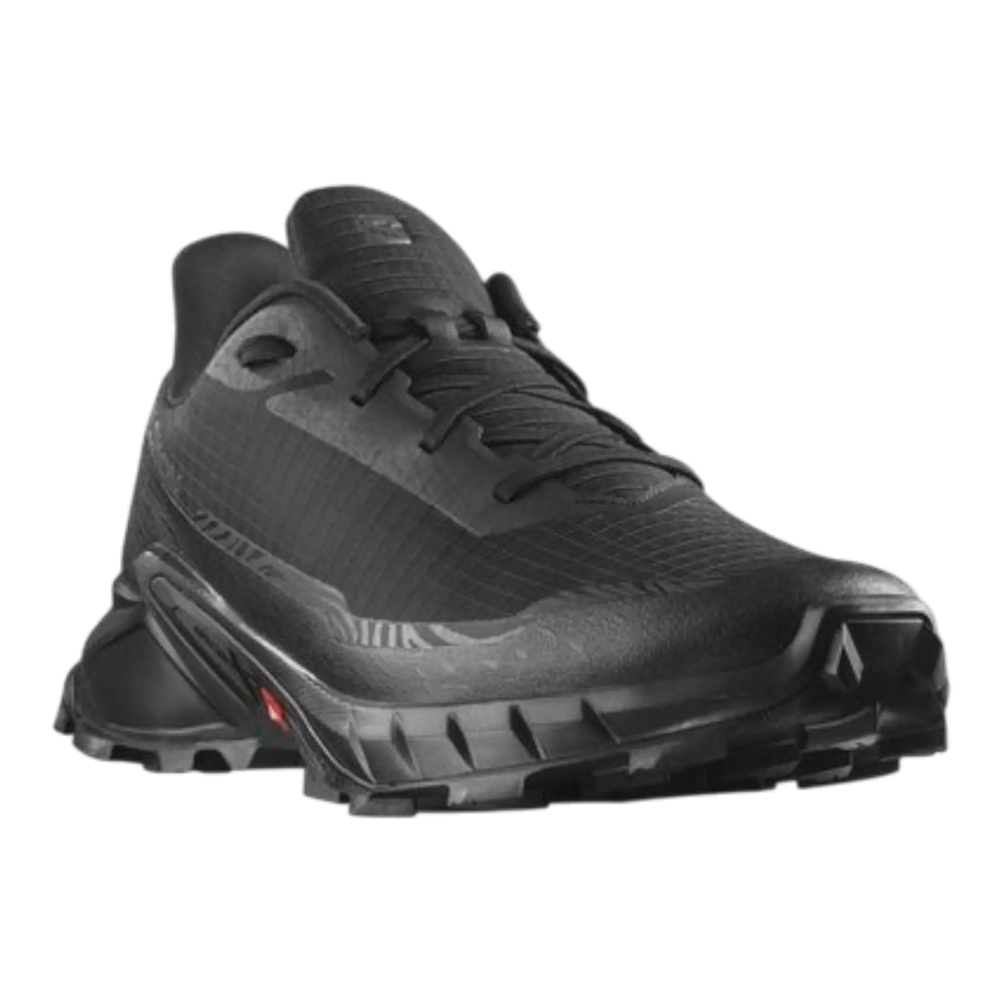 Men's Salomon ALPHACROSS 5 Modern Men's Running Shoe - Black/Ebony, Male-Focused, Fabric Upper, Rubber Sole