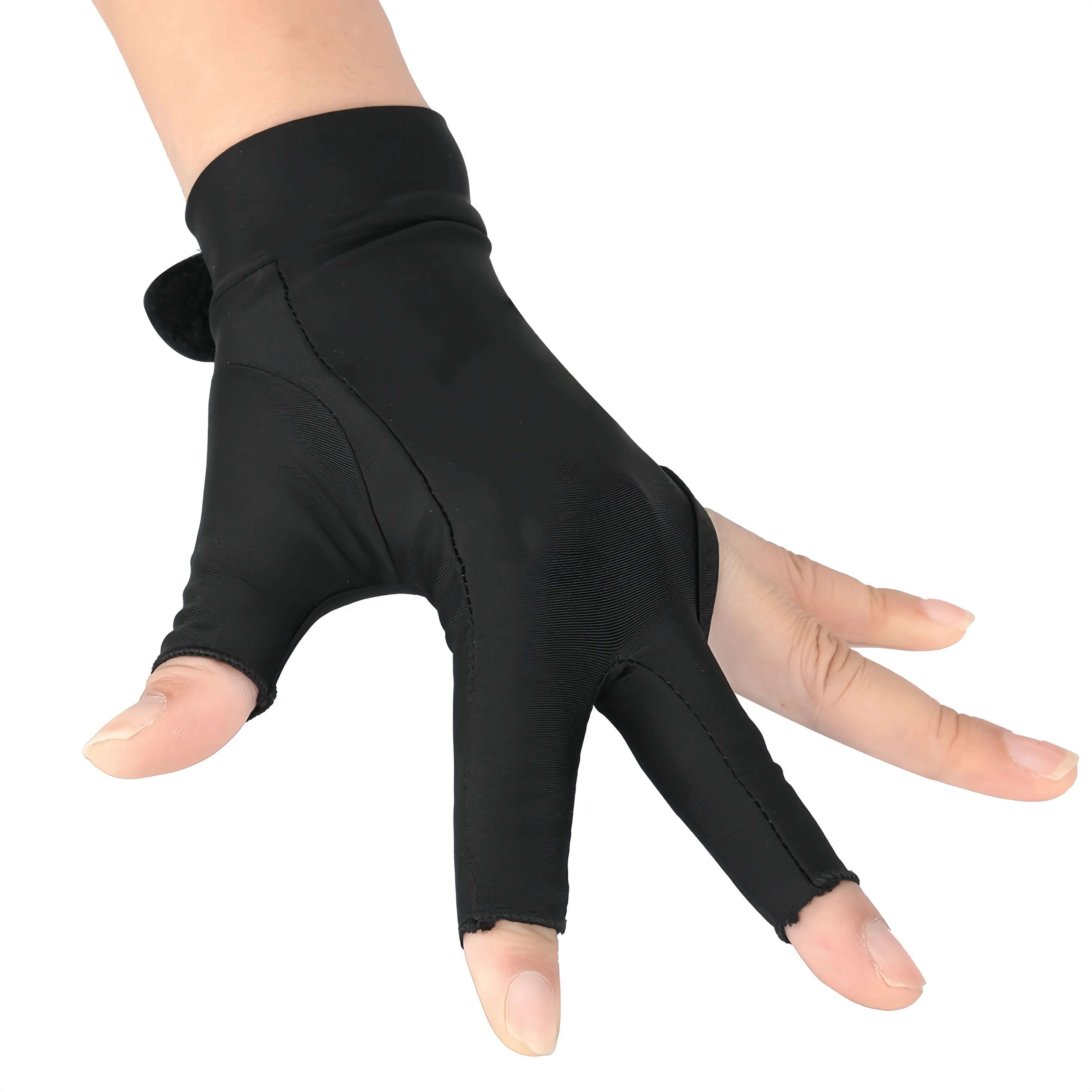 Pool Glove,Pool Gloves Right Hand,8 Ball Pool Glove,4 Colors Adults 3 Finger Snooker Pool Cue Glove Billiards Shooters Glove for Men Women(M Black)
