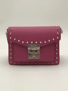 Pre-owned MCM Leather Shoulder Bags Calfskin Studded Mini Patricia Crossbody Bag Sugar Pink 0416180 6