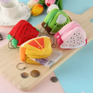 2026 New Creative 3D Plush Fruit Coin Purse, Triangle Watermelon & Orange Design Coin Bag, Cute Keychain & Bag Charm Pendant, Soft Lightweight Portable Storage Pouch Perfect for Daily Outings, Travel, Bag Decoration & Gift Giving