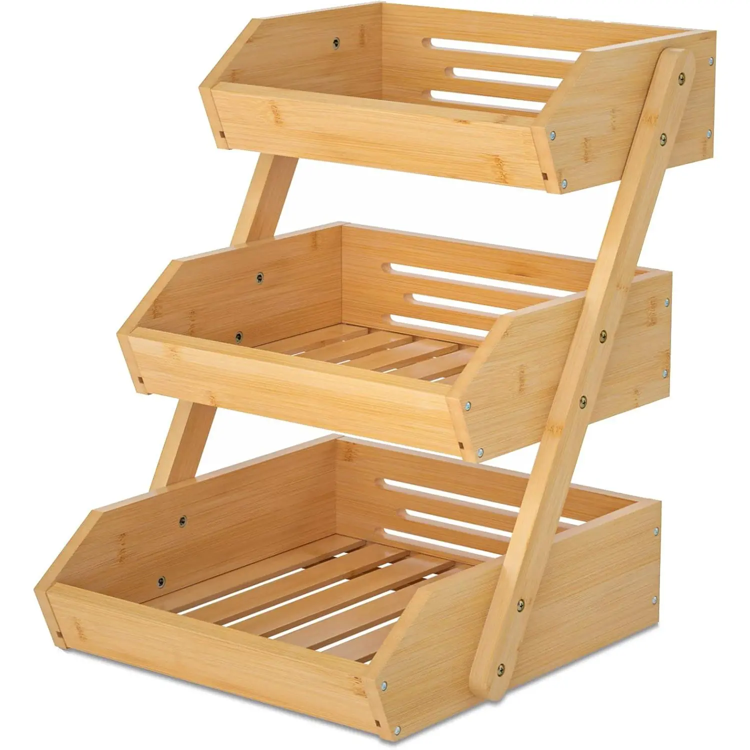 Large 3 Tier  Fruit Basket Stand for Kitchen Countertop - Fruit Holder - Suitable for Bread, Vegetables, Produce, Home Storage and Display