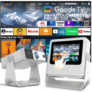 7" Touch Screen Projector with 1080P Full HD Native, WiFi 6 & Bluetooth 5.2, Auto Focus & Keystone, 180° Rotatable, Built-in Speaker, Smart Android, 4K Support, Portable for Home Theater Indoor Outdoor & Camping