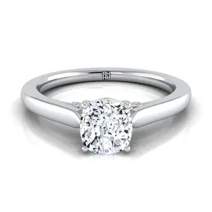 The Rosalie Solitaire Engagement Ring Setting for Cushion Diamonds in Platinum