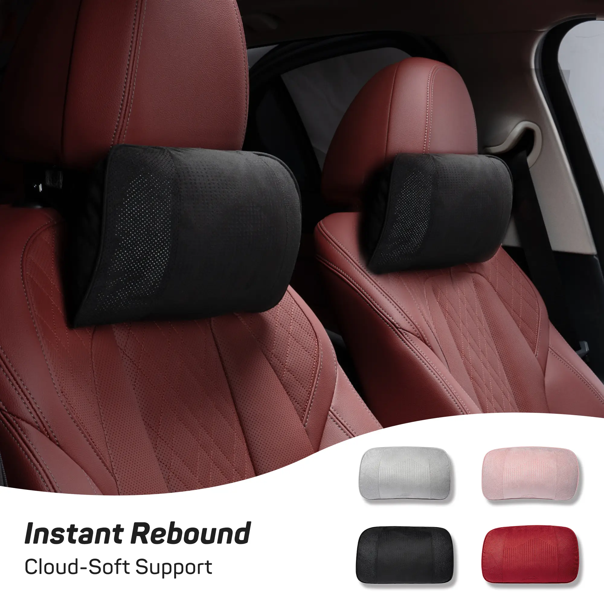 CAROMOP Ergonomic Car Headrest Neck Pillow – Soft Suede, Adjustable Height, Breathable Cover, DuPont Fiber Car Headrest，Universal Fit for Driving cervical comfortable comfort durable design woman