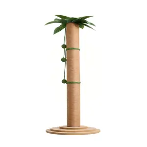 Oversized 63" Tall Palm Tree summervibes Cat Scratching Post - Extra Large 5.14" Wide Base Natural Sisal Cat Tree with Interactive Hanging Balls & Turntable - Sturdy Claw Care Furniture for Big Indoor Cats & Kittens