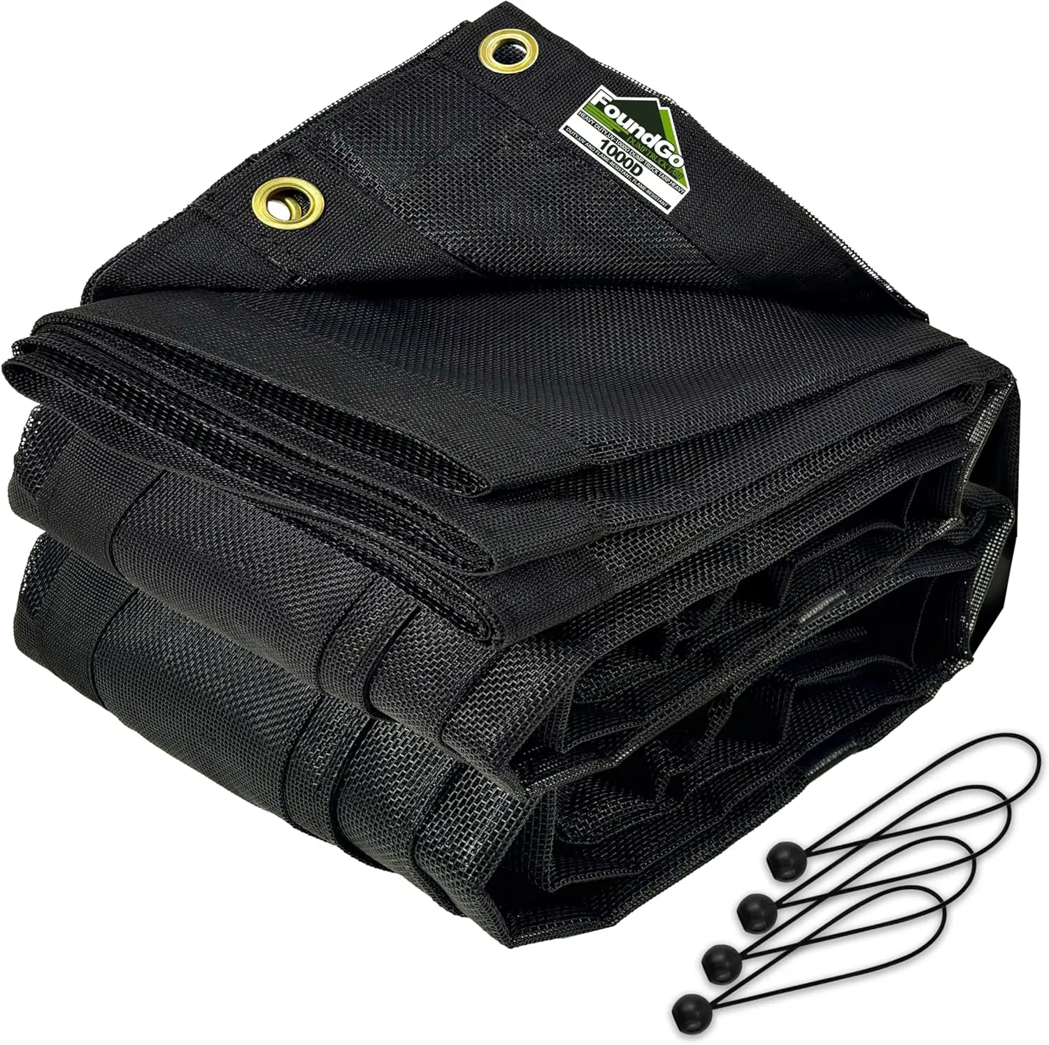 6' x 14' Dump Trailer Tarp [18oz] Heavy Duty Dump Truck Mesh Tarp with Grommets Vinyl Coated Waterproof Truck Cover with Double Pocket incl. 4X Elastic Rope