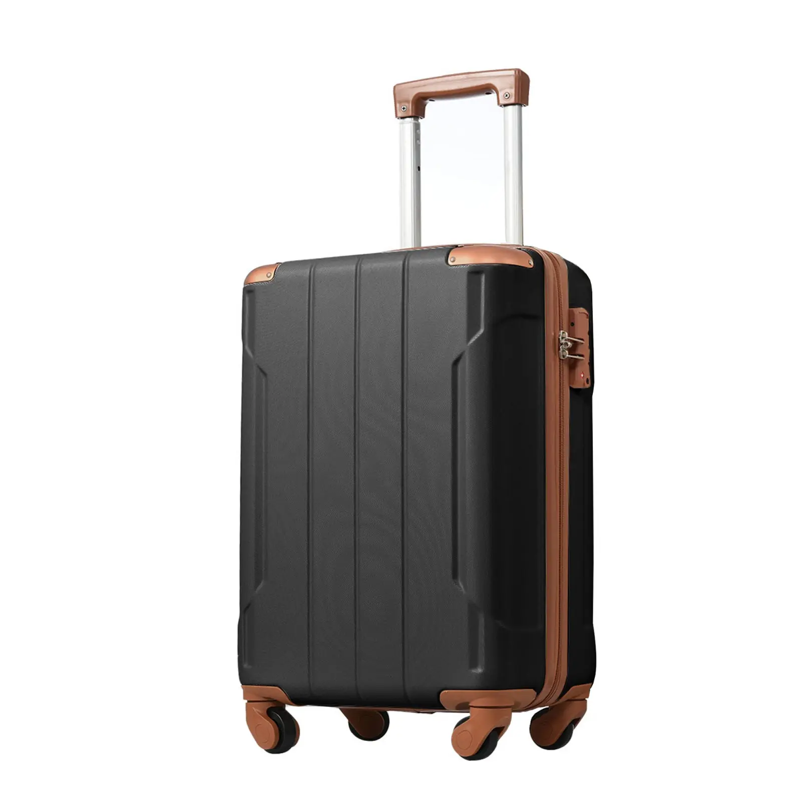 Carry-On Suitcase: 20 Inch Hardshell Luggage with Spinner Wheels, TSA Lock, Lightweight ABS – Black Brown