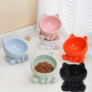 Ceramic Cat Bowl Cat Bowl Cat Food Bowl Neck Guard Oblique Mouth Dog Bowl Pet Bowl