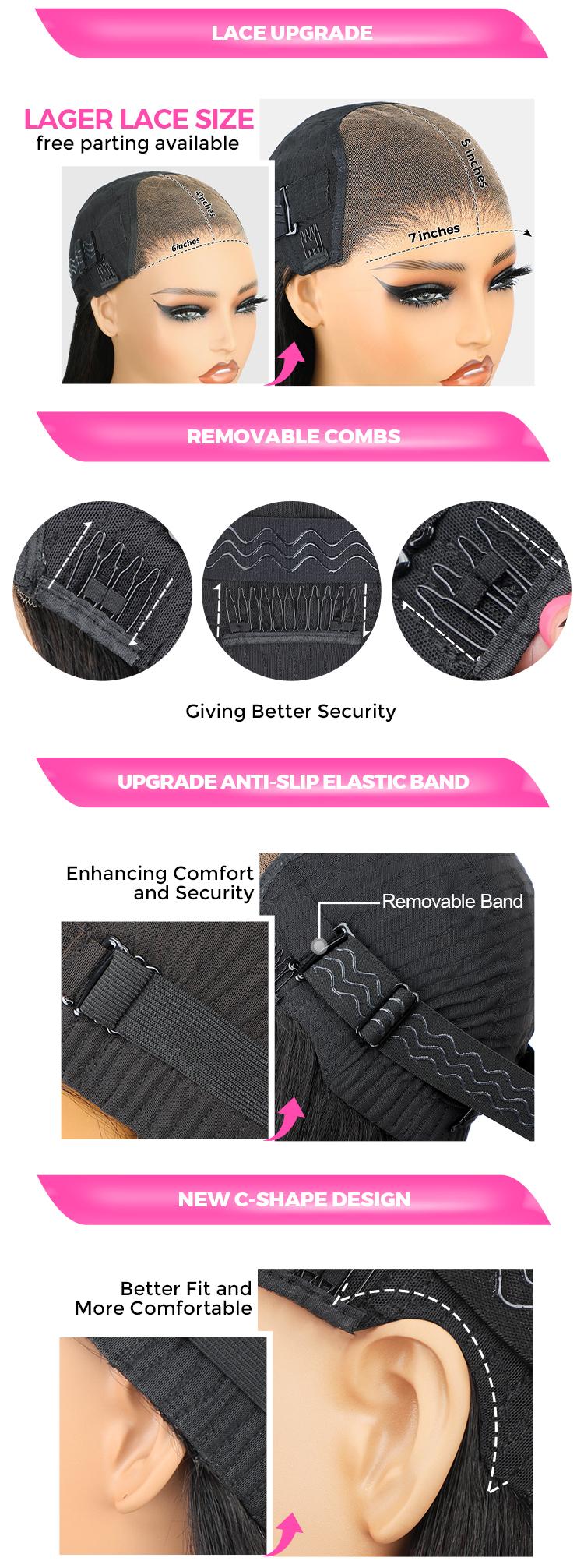 CurlyMe Pre-Bleached Wear Go Yaki Straight 7x5 Pre-cut HD Lace Closure Wig Pre plucked Natural Black Shipping in 24H