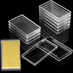Ctosree 10 Pcs 10 Oz Silver Bar Case Clear Gold Bar Storage Box Acrylic Storage Container Fit for 10 Ounce Silver Bars