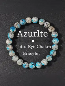 Natural Crystal Blue Volcanic Stone Agate Bracelet Beads, Healing Crystal Bracelet, Third Eye Chakra, Spiritual Jewelry, Gift for Friends, Choking Hazard Warning