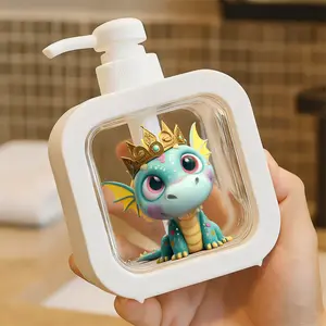 Cute 3D Cartoon Baby Dragon Turquoise Body with Pink Eyes & Golden Crown, Moisturizing Soap Pump Bottle - Decorative Kitchen & Bathroom Soap Dispenser, Whimsical Fantasy Character Design for Kids' Room Decor