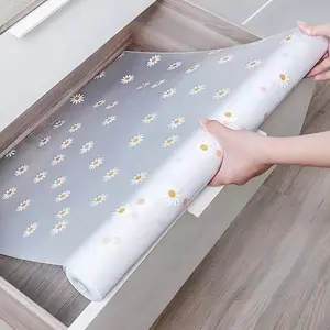 1 Roll Shelf Liners for Kitchen Cabinets, Waterproof & Oil-Proof Drawer Liner, Non-Adhesive Eva with Floral Pattern, Durable & Easy to Clean