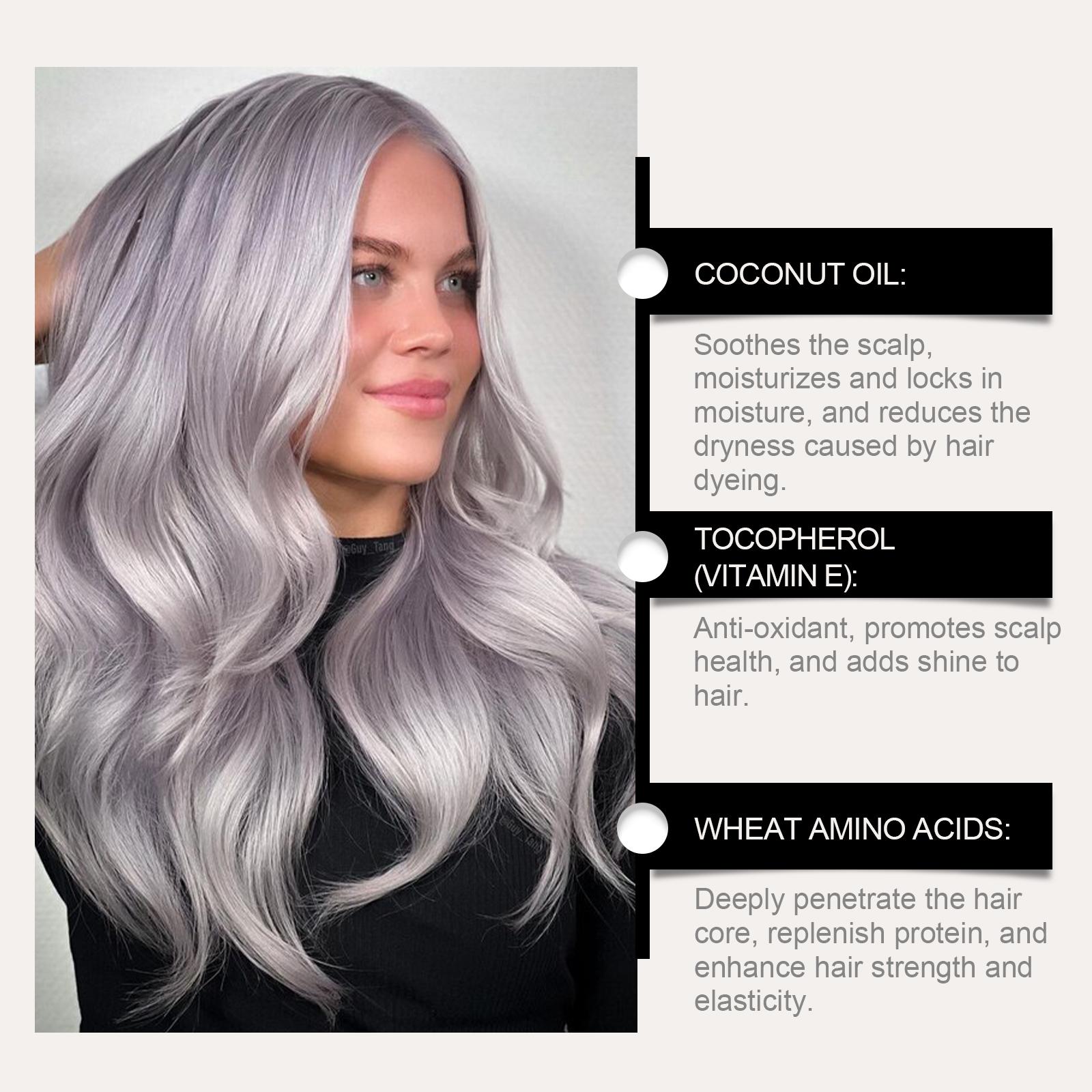 Silver Hair Dye – Silver Gray Hair Color for Lightened & Bleached Hair, 2-in-1 Nourishing Color & Conditioner, Suitable for All Hair Types, 1 Fl Oz
