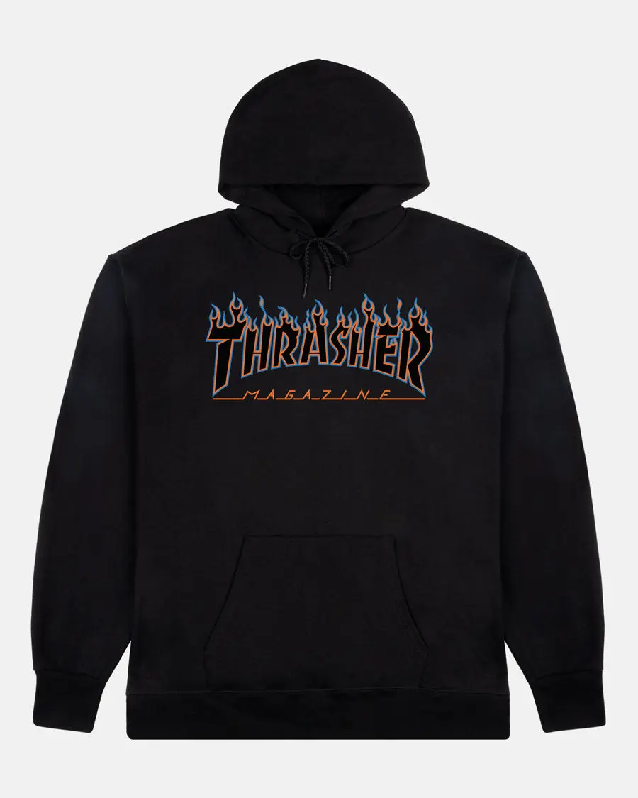 FLAME BLUE/ORANGE HOODIE - BLACK