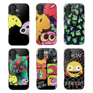 Smiling Friends Phone Case Cartoon Pattern Protective Cover Compatible with iPhone 11-17 Pro Max/Plus and Samsung Galaxy S23-25