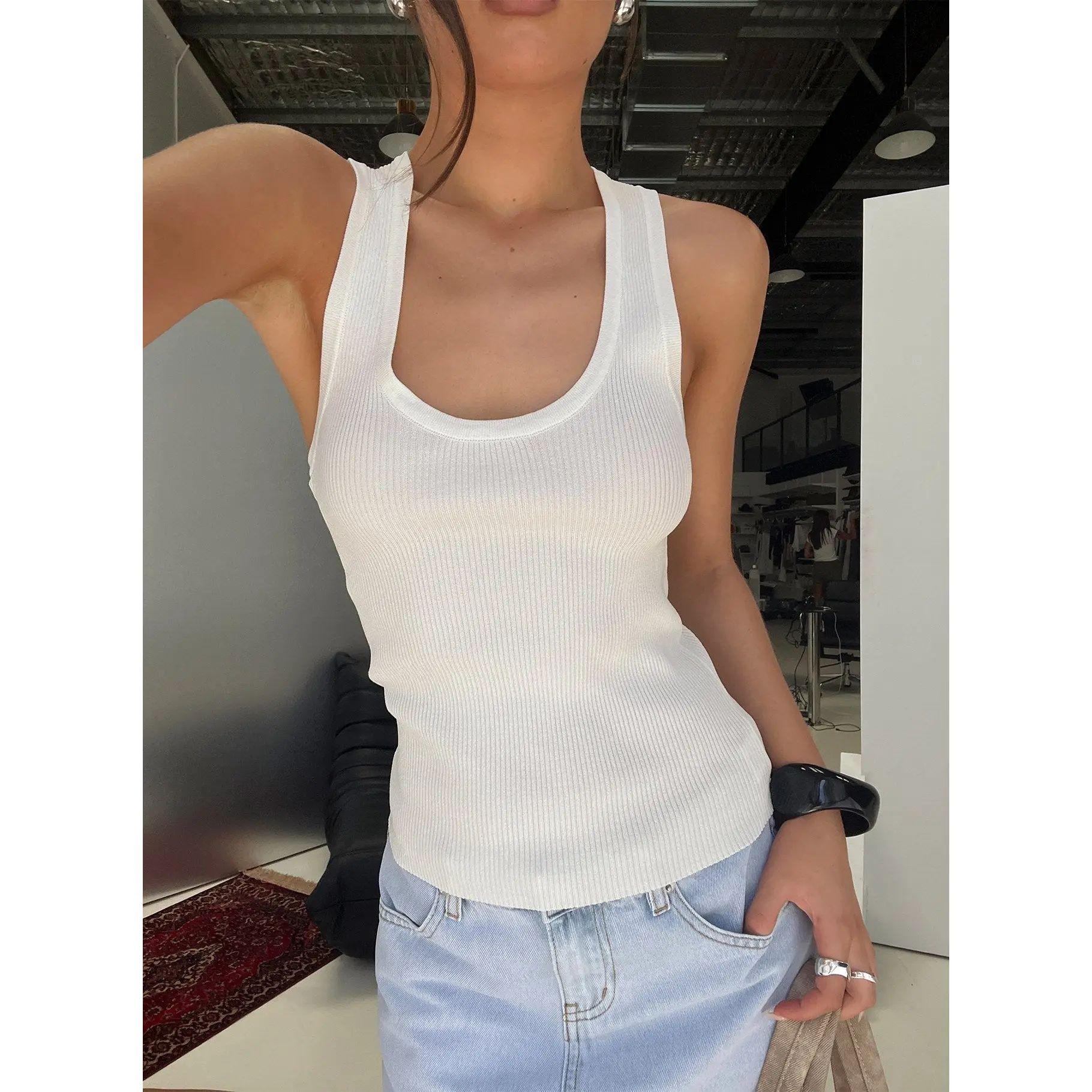 Kyrella Longline Tank Top White