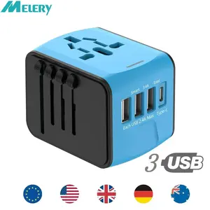 Melery Universal Travel Adapter – Worldwide Plug with 3 USB & Type-C