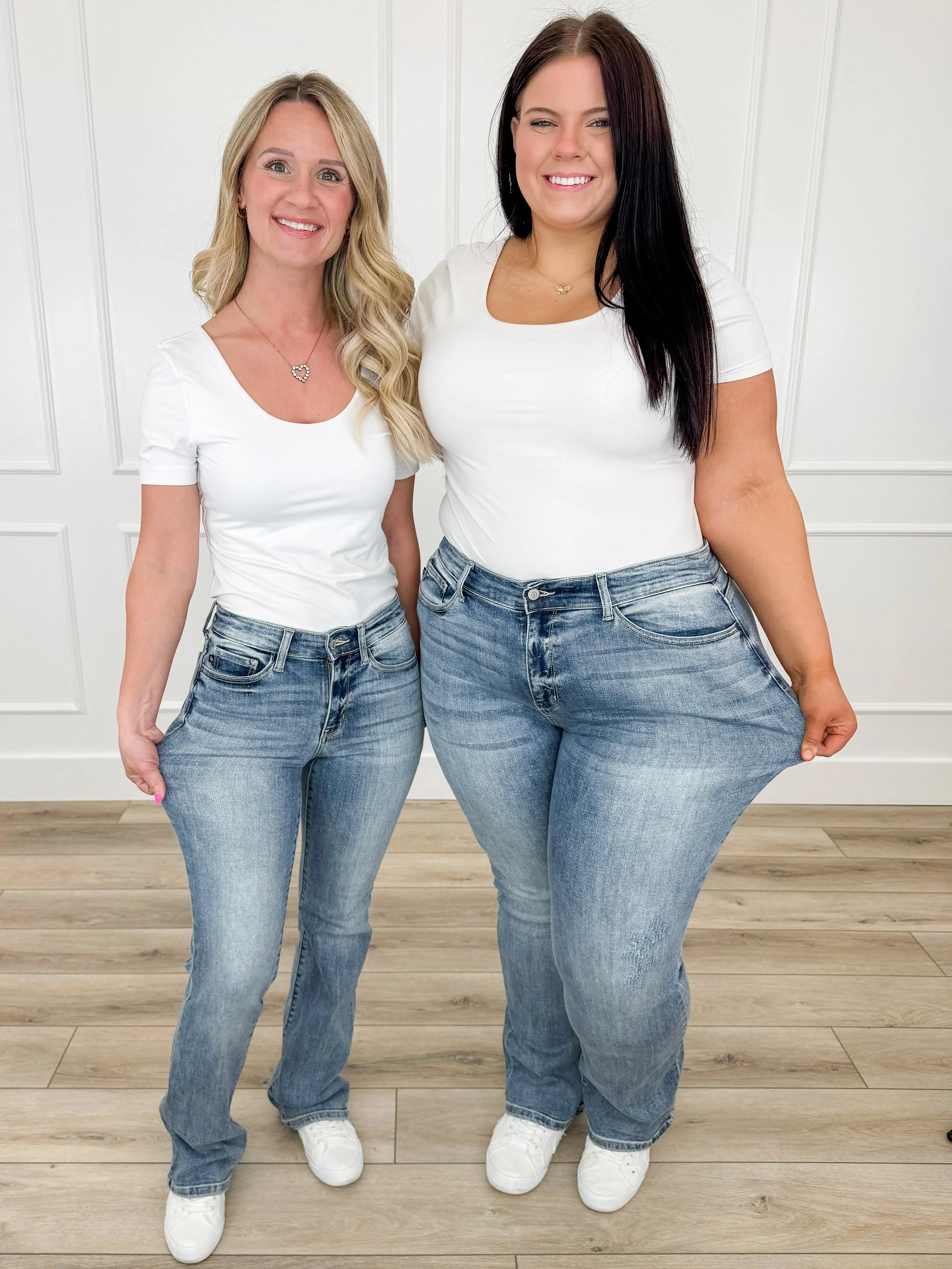 Judy Blue Clara Women's Mid-Rise Bootcut Jeans in a Clean Light Wash, Smooth Cotton Polyester Blend Fabric for Everyday Style