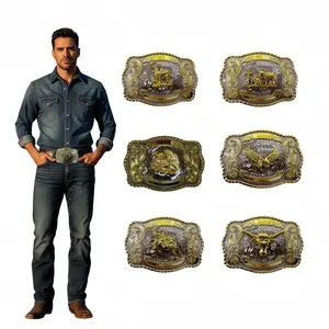 Praying Cowboy Cross Religious Faith Large Huge Rodeo Western Gold Tone Belt Buckle